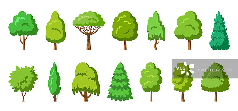 平面树丛花园植物侧视图绿色森林图片素材
