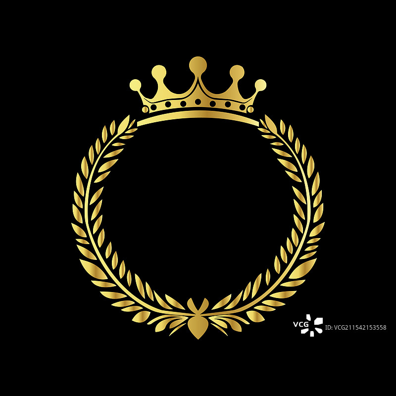 华丽的金色月桂花环与皇冠图片素材