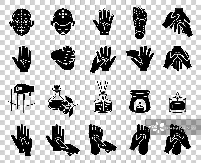 古代手部按摩图标集图片素材