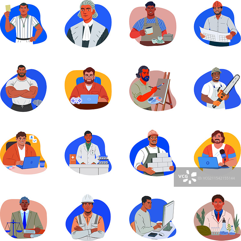 16个专业角色扁平图形合集图片素材