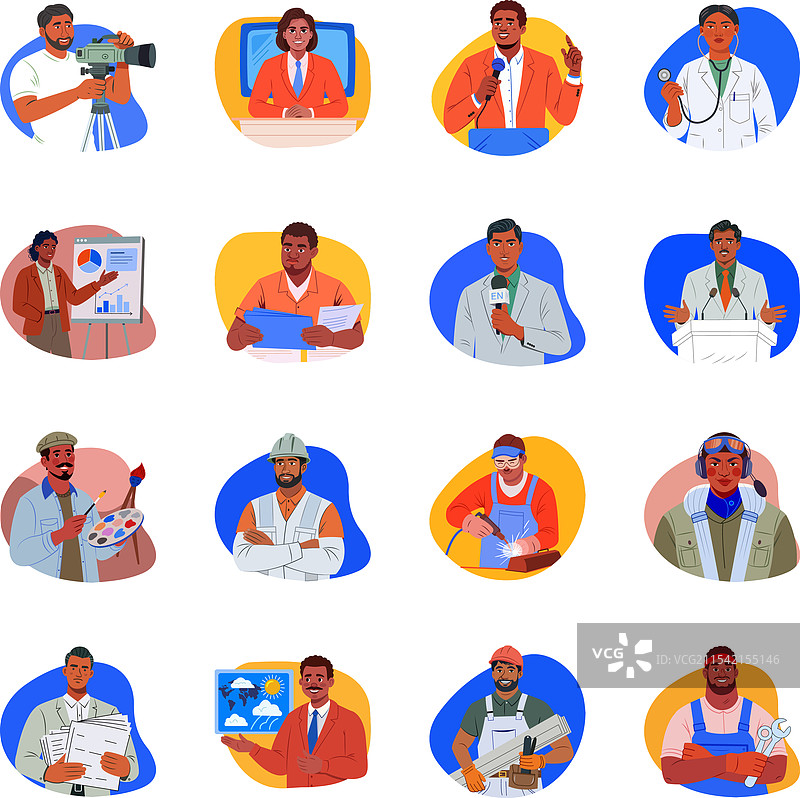 职业扁平风格图标集图片素材