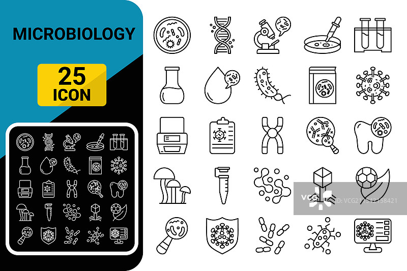 微生物学图标集线性图标集合图片素材