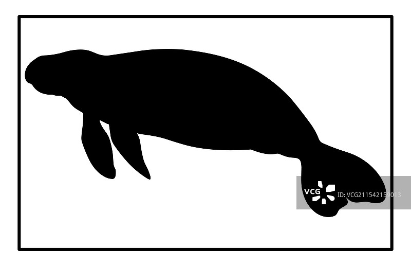 海牛剪影动物图标海洋生物图片素材