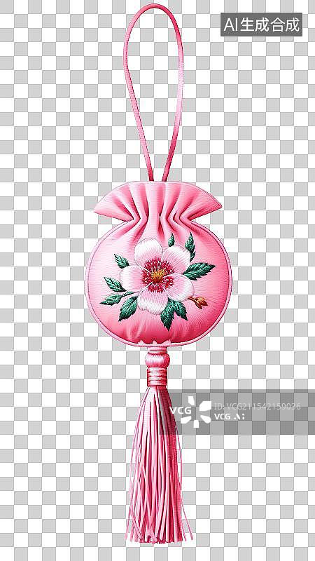 【AI数字艺术】国风小物件，香囊，荷包，锦缎香包锦囊流苏绣花挂件免抠元素图片素材