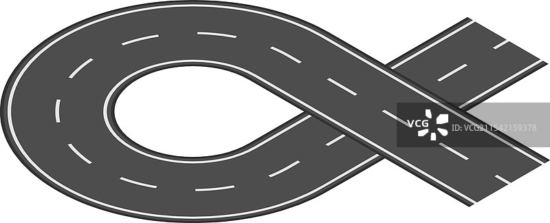 灰色蜿蜒的道路上有白色虚线形成图片素材