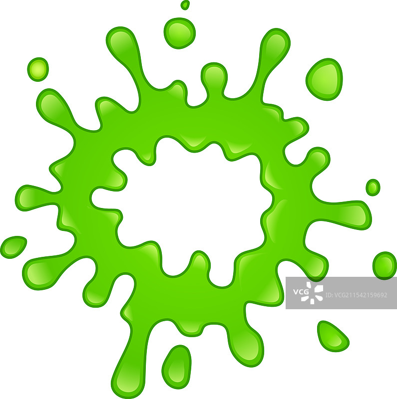 明亮的绿色粘液正在飞溅，形成一个图片素材