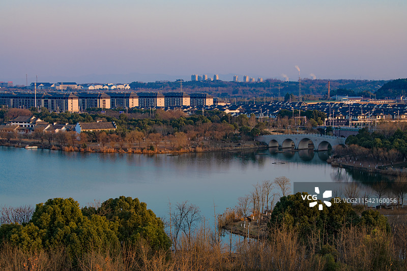 宣城宛陵湖夕阳风光图片素材