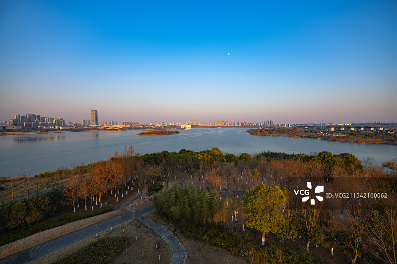 宣城宛陵湖夕阳风光图片素材