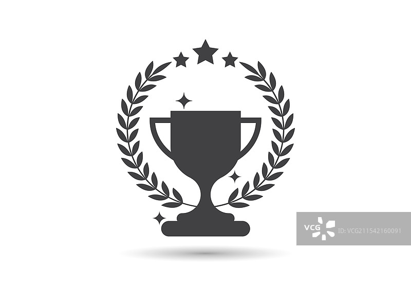 奖杯获奖者奖项与月桂花环图标图片素材