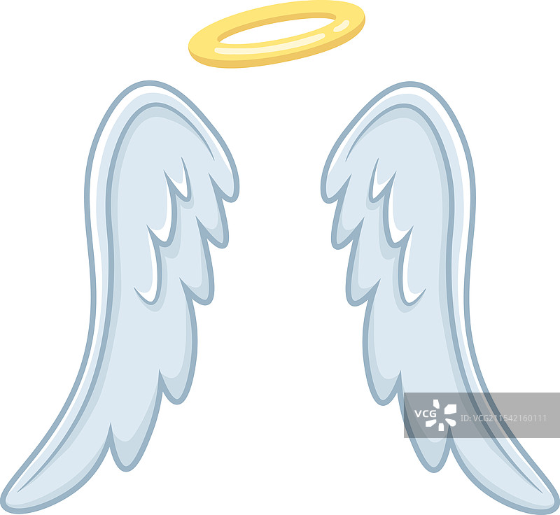 卡通天使翅膀和光环优雅地漂浮图片素材