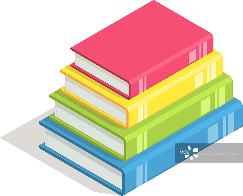 叠放四本色彩斑斓的书籍，形成了一个生动的画面图片素材