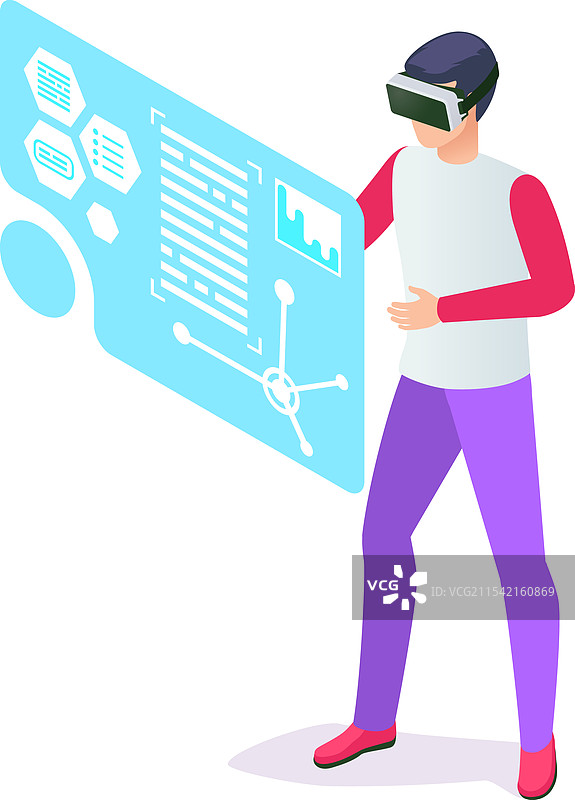 软件工程师佩戴虚拟现实眼镜进行互动图片素材