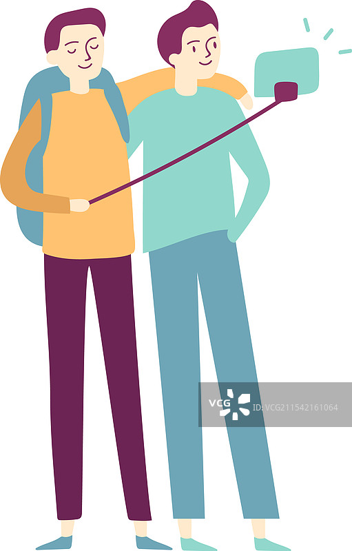 两个快乐的男性游客背着背包图片素材