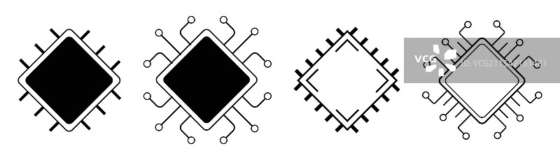 处理器线条图标 微芯片 CPU 技术图片素材