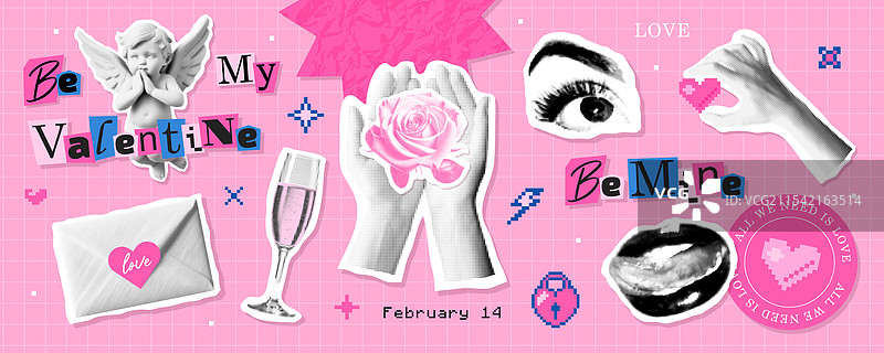 情人节复古元素集合图片素材