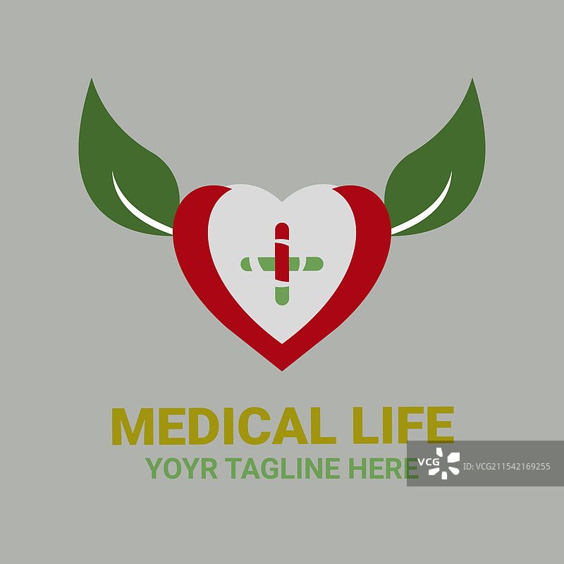 象征自然的心形与叶子健康标志图片素材