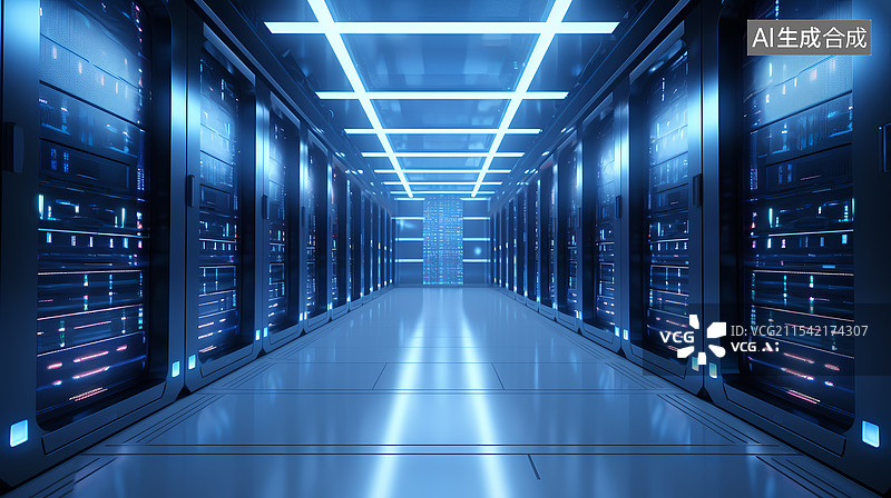 【AI数字艺术】电脑信息机房服务器概念场景图片素材