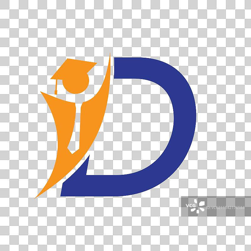 字母D教育标志概念与毕业帽图片素材
