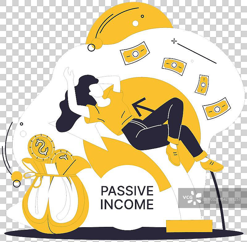 被动收入通过赚取的富有货币图片素材