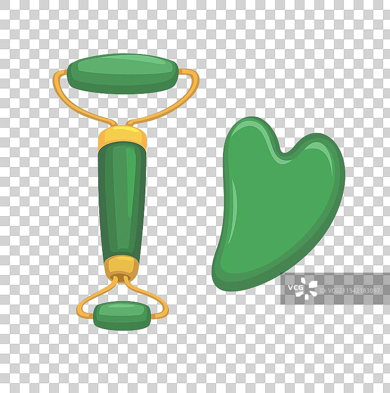 刮痧玉滚轮面部按摩工具套装符号图片素材