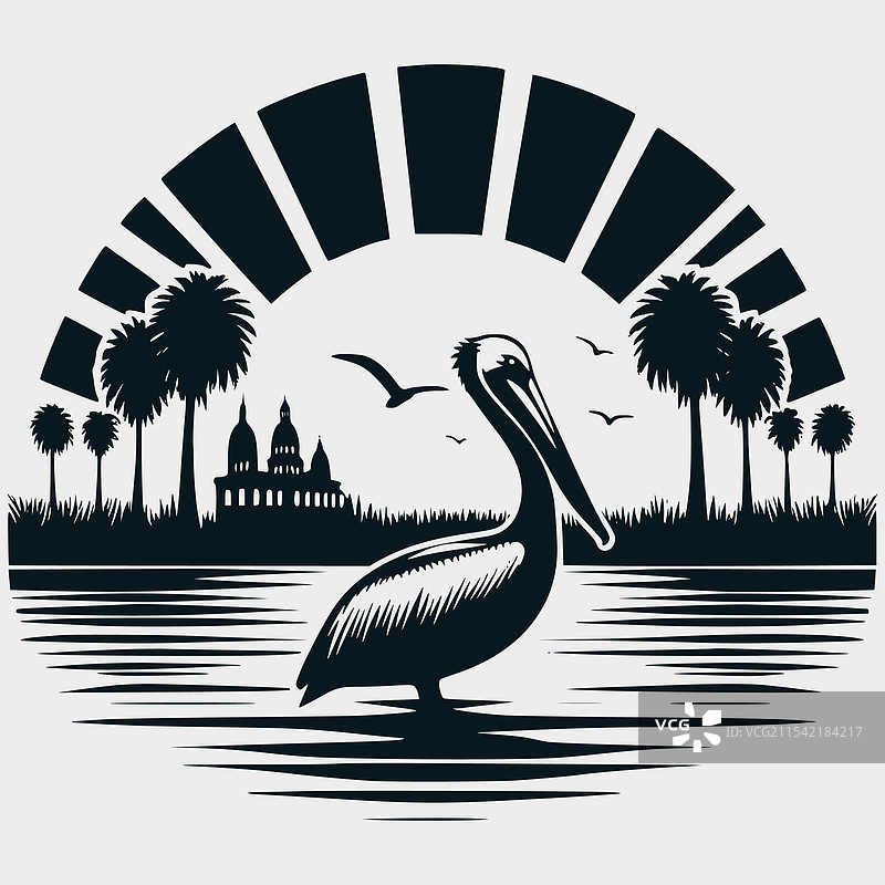 路易斯安那州鹈鹕日落剪影文件图片素材