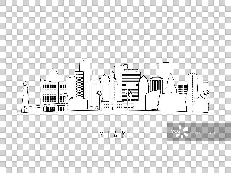 迈阿密详细的天际线图片素材