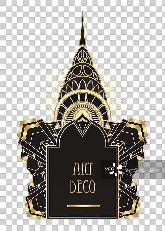 装饰艺术风格的复古金银设计元素图片素材