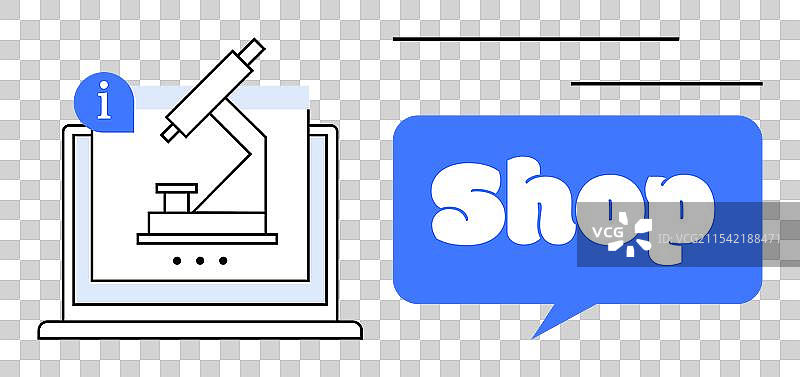 在线科学商店，带有显微镜图标图片素材