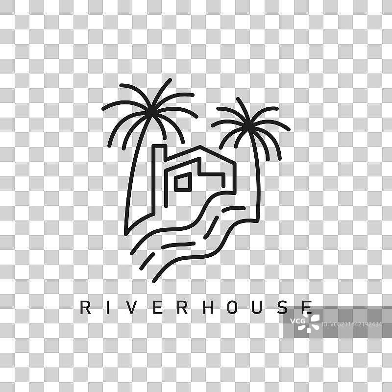 河流房屋图标概念设计模板图片素材