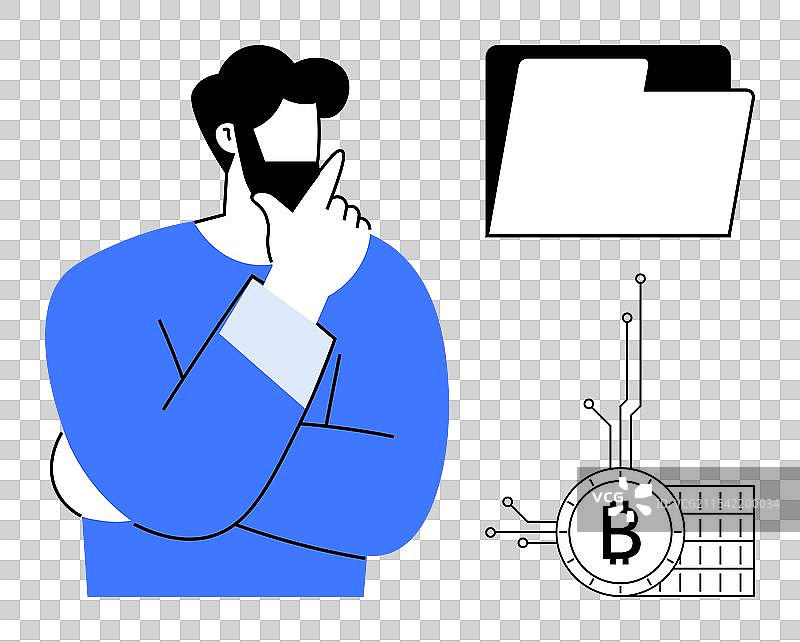 沉思的人在思考加密货币图片素材