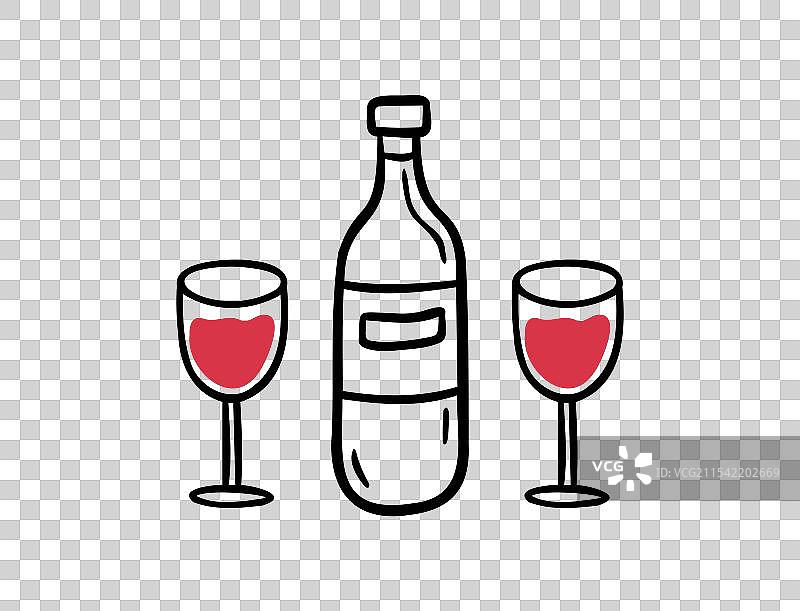 描绘一瓶搭配的葡萄酒图片素材