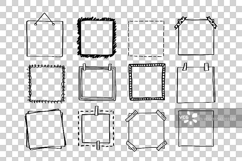 手绘方形涂鸦框架集合图片素材