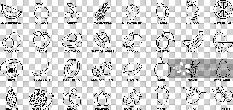 水果图标集 - 成熟的葡萄、蓝莓等图片素材