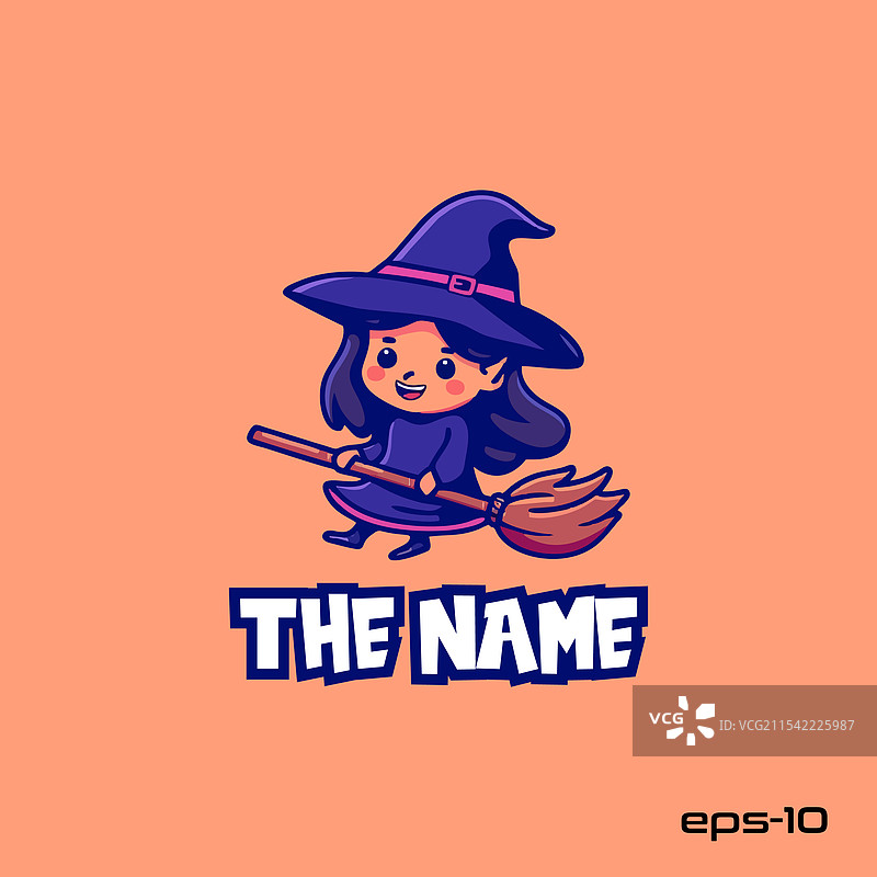 骑着飞行扫帚的女巫角色 EPS 10图片素材