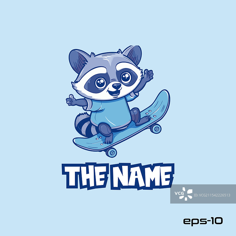 滑板浣熊动物角色 EPS 10 吉祥物图片素材