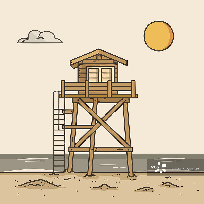 海滩小屋标志 EPS 10 吉祥物图片素材