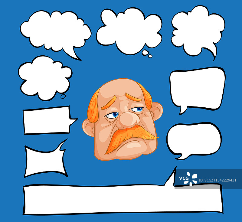 被各种对话气泡包围的卡通人物图片素材