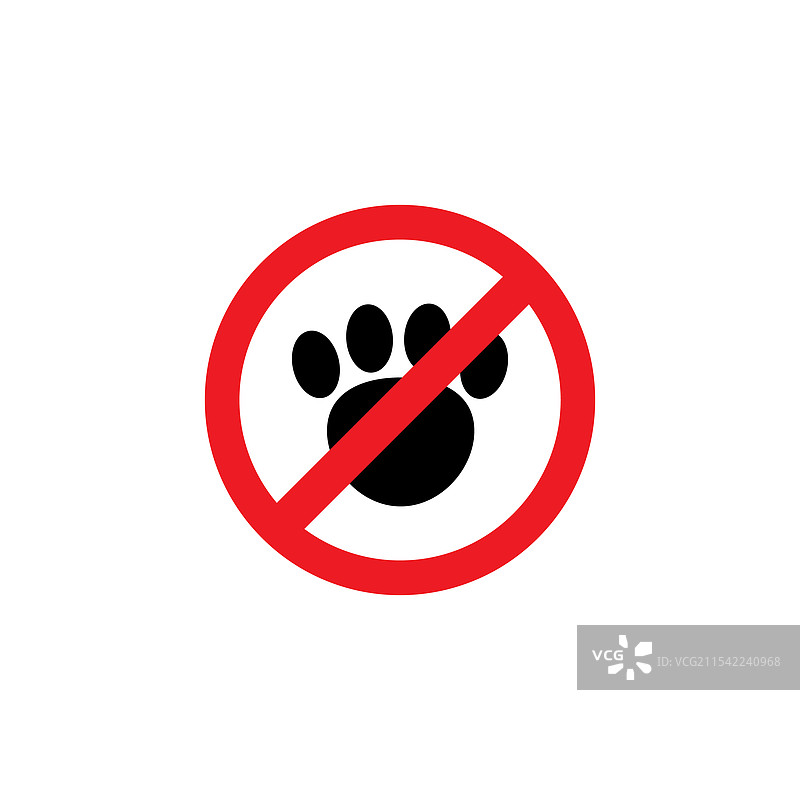 禁止携带宠物的爪垫和禁令标志图片素材