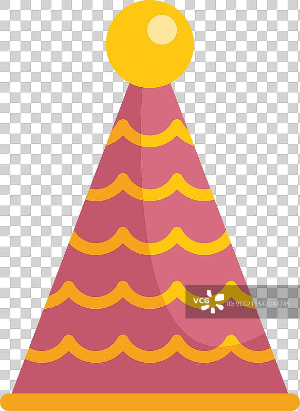 经典的生日派对帽，带有黄色波浪图案图片素材