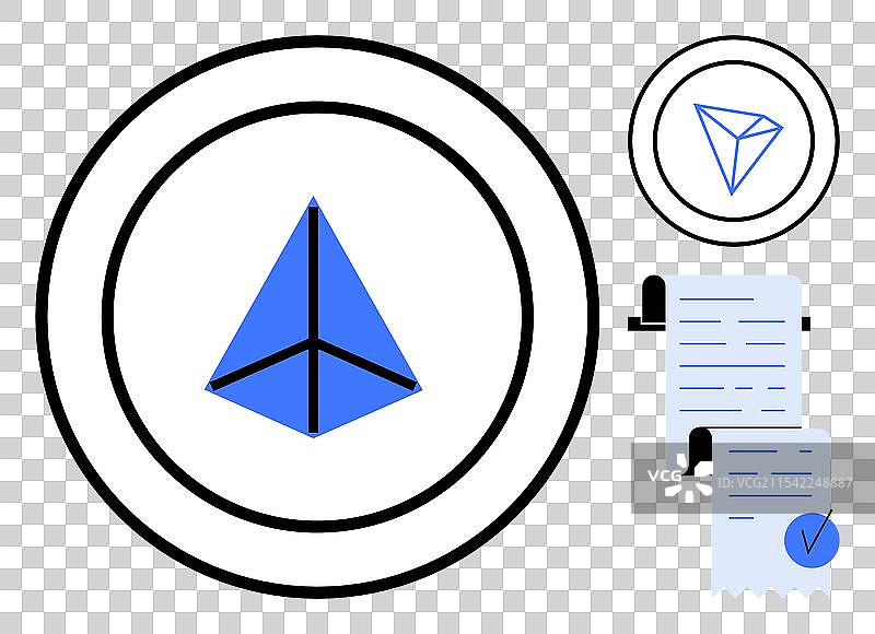 几何金字塔与收据和勾号图片素材