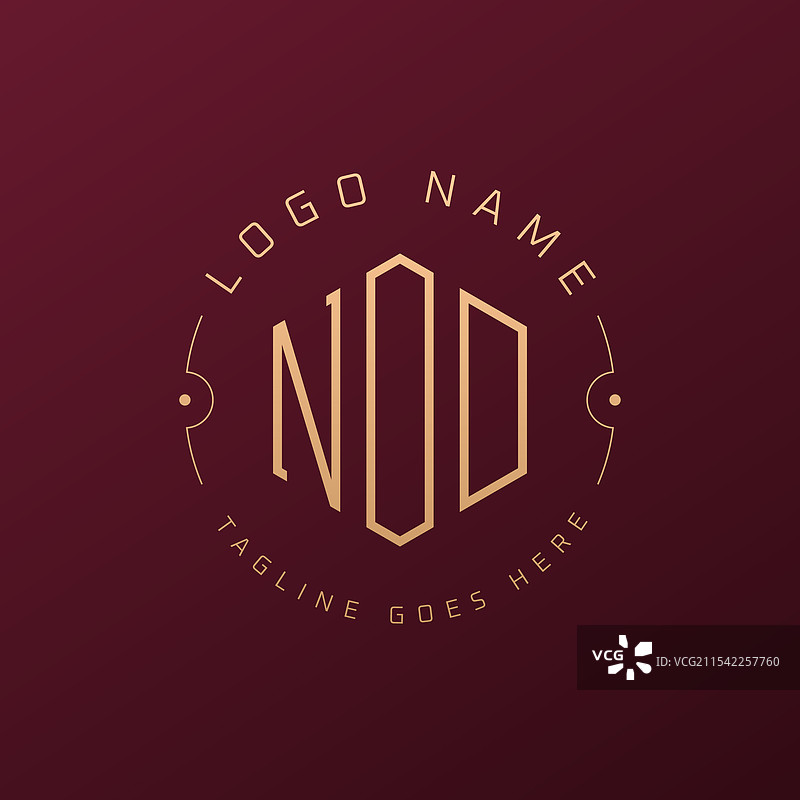 奢华的NOD字母标志设计，优雅的字母NOD图片素材