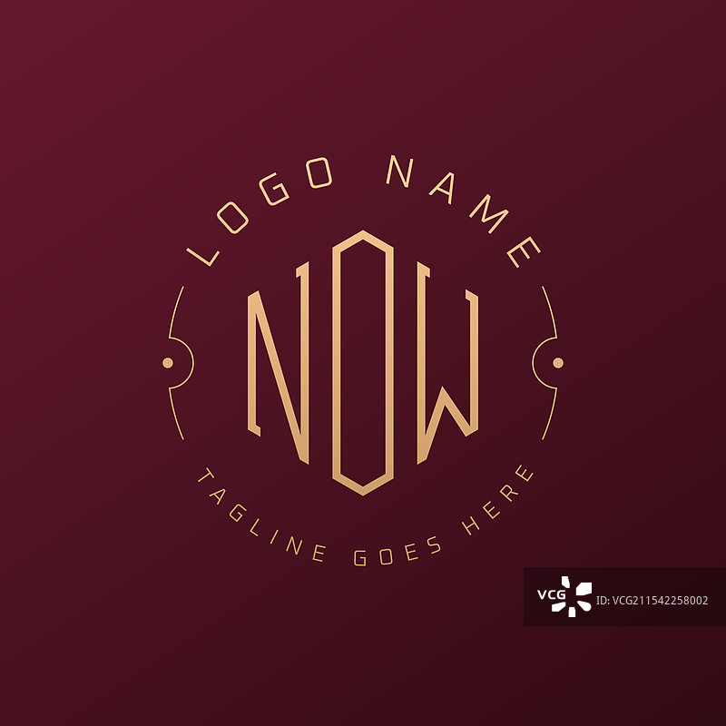 奢华的NOW字母标志设计，优雅的字母NOW图片素材