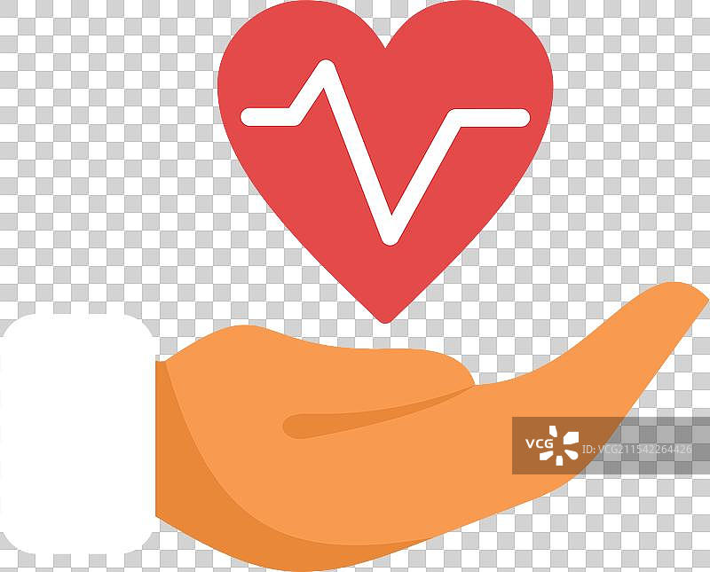 手握心跳符号，象征着图片素材