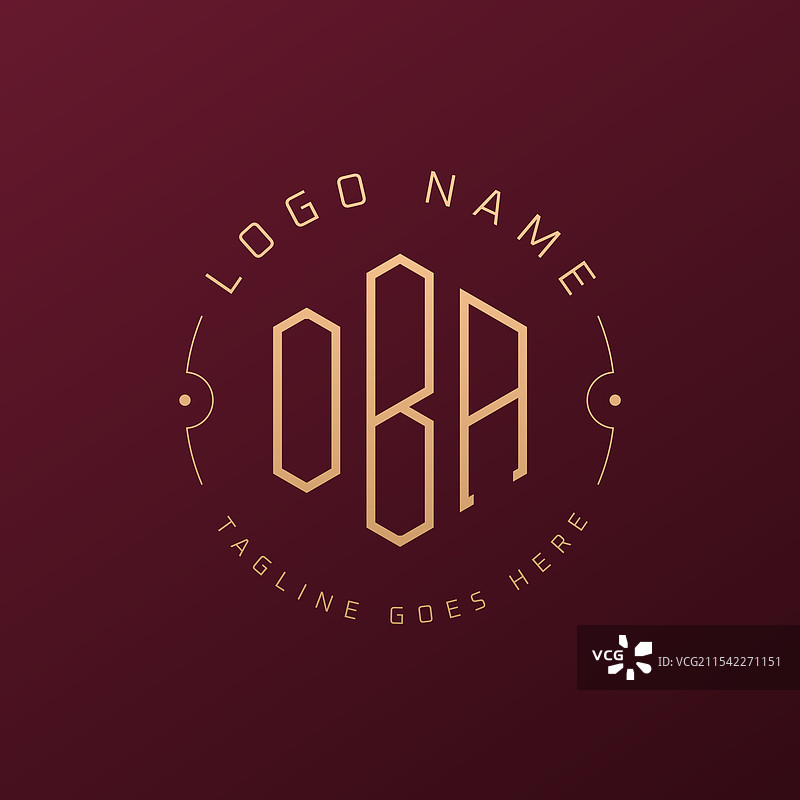 奢华的OBA标志设计，优雅的字母OBA图片素材