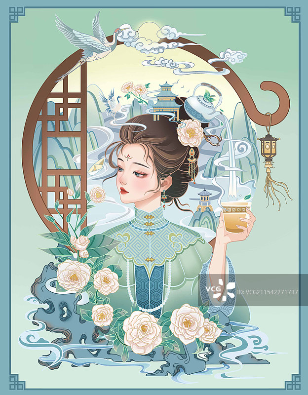 古风茶叶包装设计--月光白茶图片素材