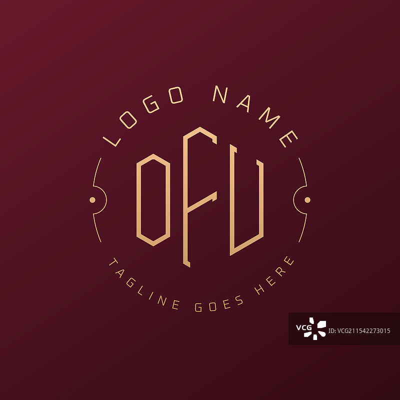 优雅的OFU字母奢华标志设计图片素材