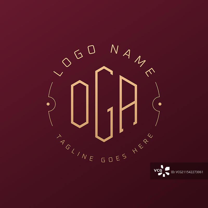 奢华的OGA标志设计，优雅的字母OGA图片素材