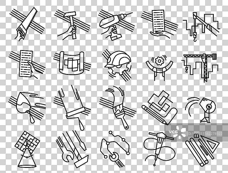 简单建筑线条图标集符号图片素材