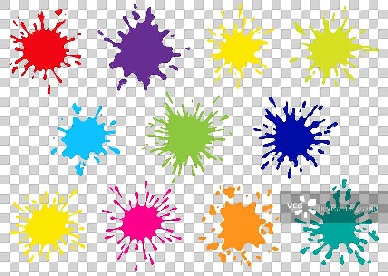 创意的彩色油漆斑点与孤立的画笔图片素材