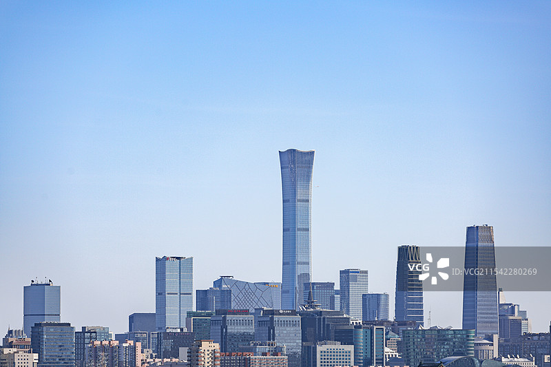 北京国贸大厦CBD建筑群中国尊冬天雪后建筑风光图片素材